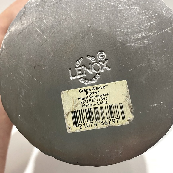 Lenox "Grape Weave" Pewter Beverage Pitcher NWOT - Picture 10 of 12